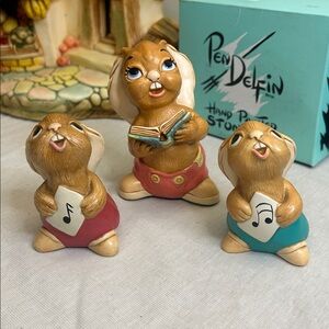 Pendelfin Choir Trio – Solo & 2× Rolly (Red & Blue Variants) w/ Boxes